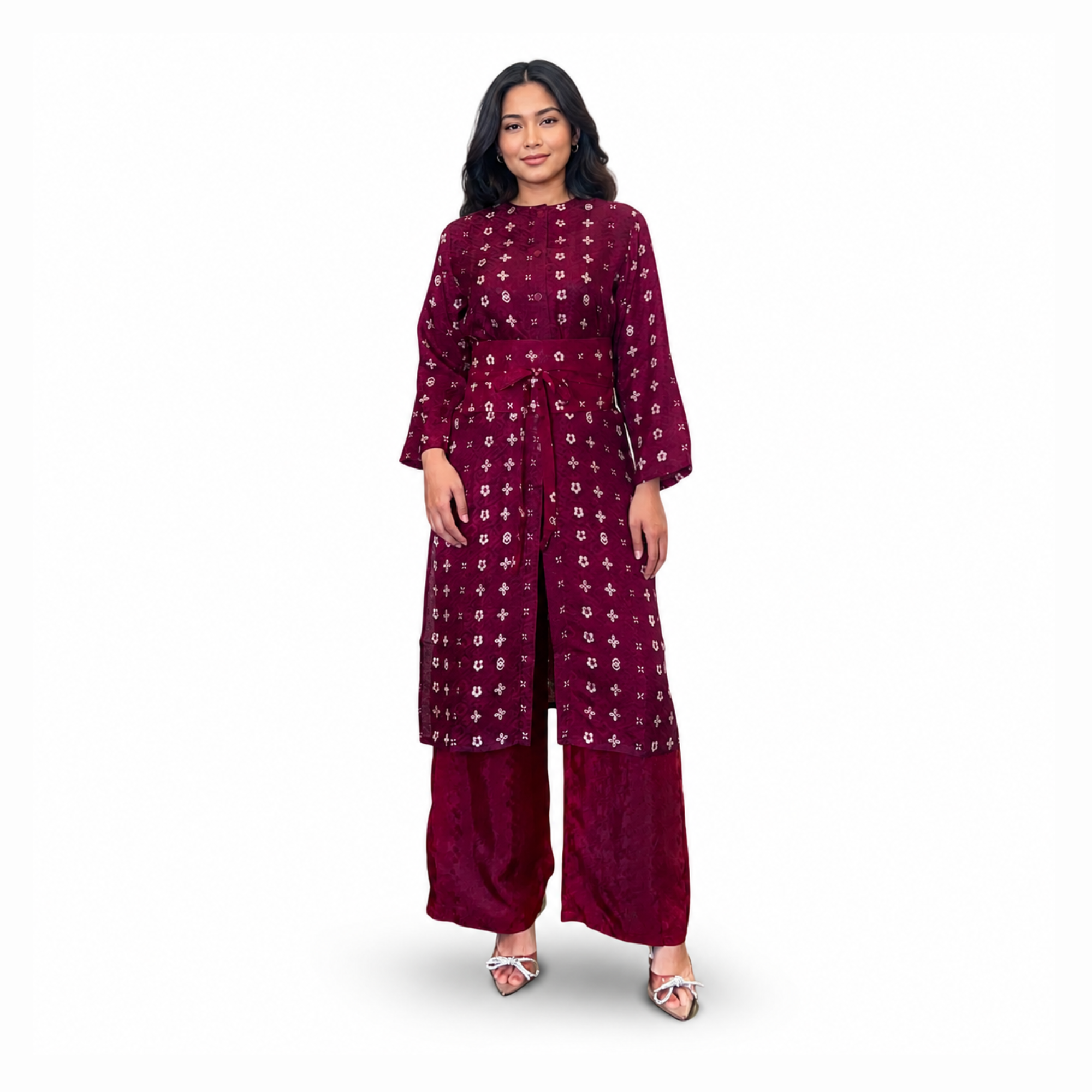 Tunik Selly Long Sleeve-Seri Bunga Pencar [HANYA TUNIK]