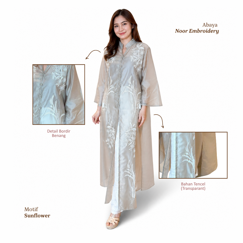 Abaya Noor Embroidery-Seri Sunflower [HANYA ABAYA]