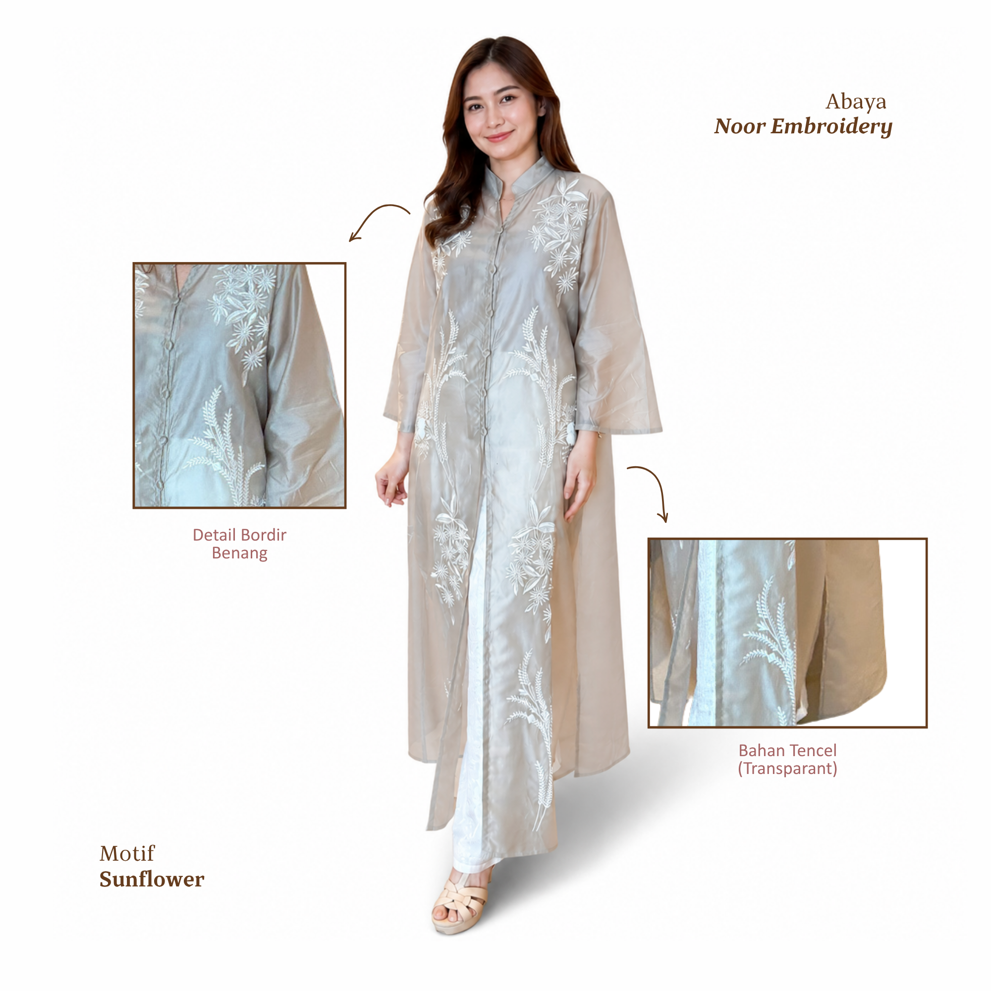 Abaya Noor Embroidery-Seri Sunflower [HANYA ABAYA]