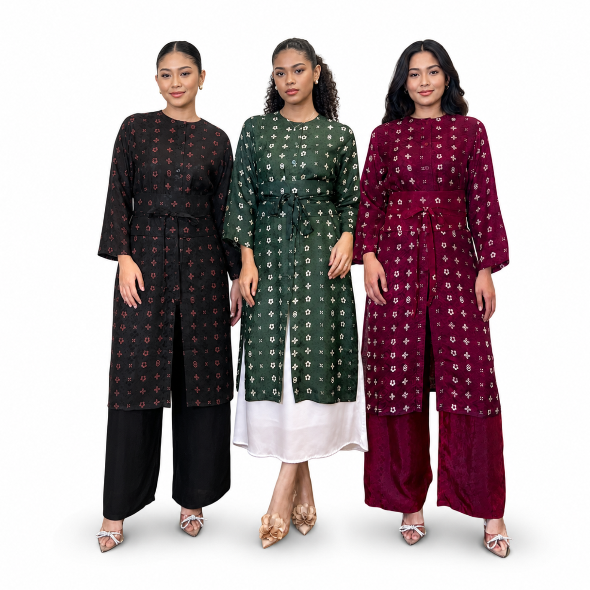 Tunik Selly Long Sleeve-Seri Bunga Pencar [HANYA TUNIK]
