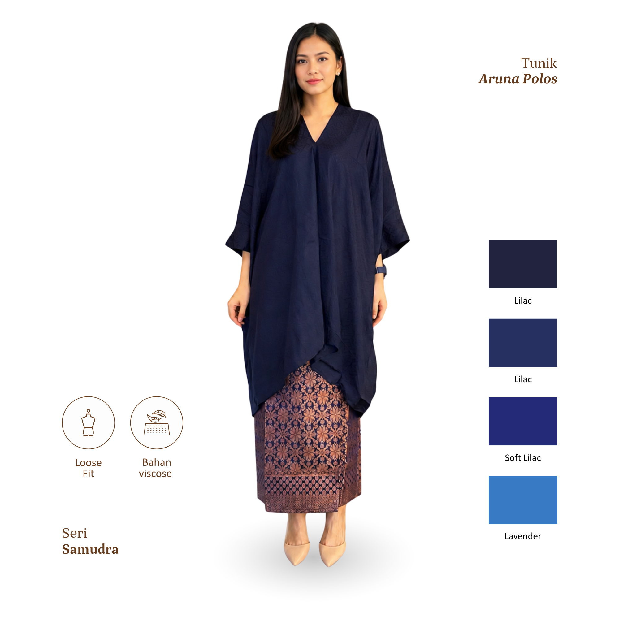 Tunik Aruna Polos-Seri Samudra [Hanya Atasan]