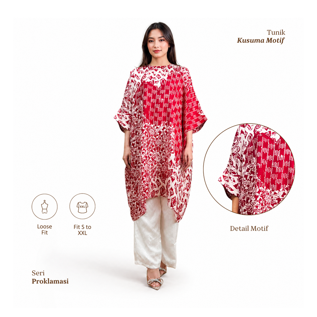 Tunik Kusuma Motif-Seri Proklamasi [HANYA TUNIK]
