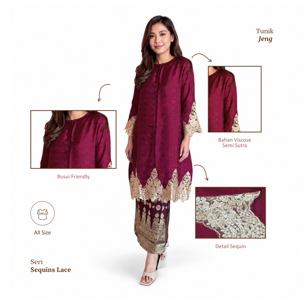Tunik Jeng-Seri Sequins Lace [HANYA TUNIK]