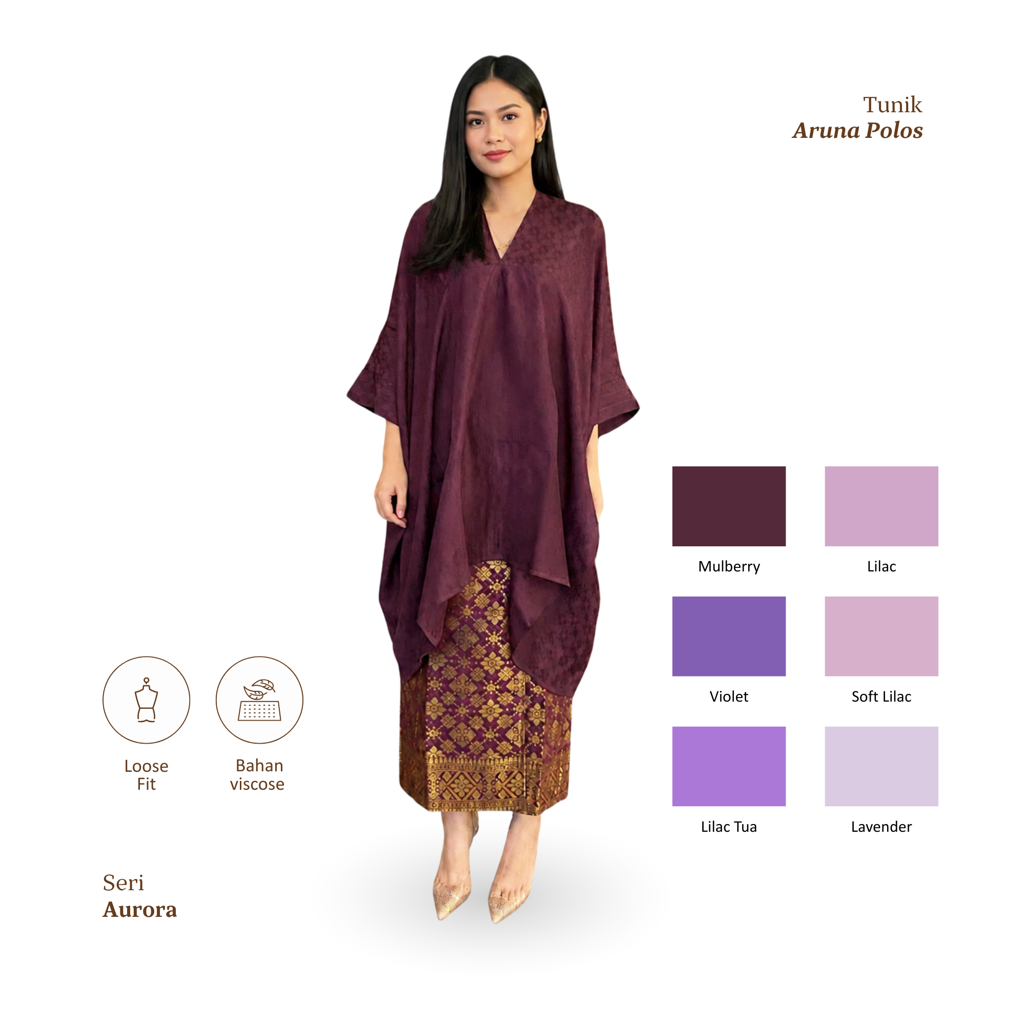 Tunik Aruna Polos-Seri Aurora [Hanya Atasan]