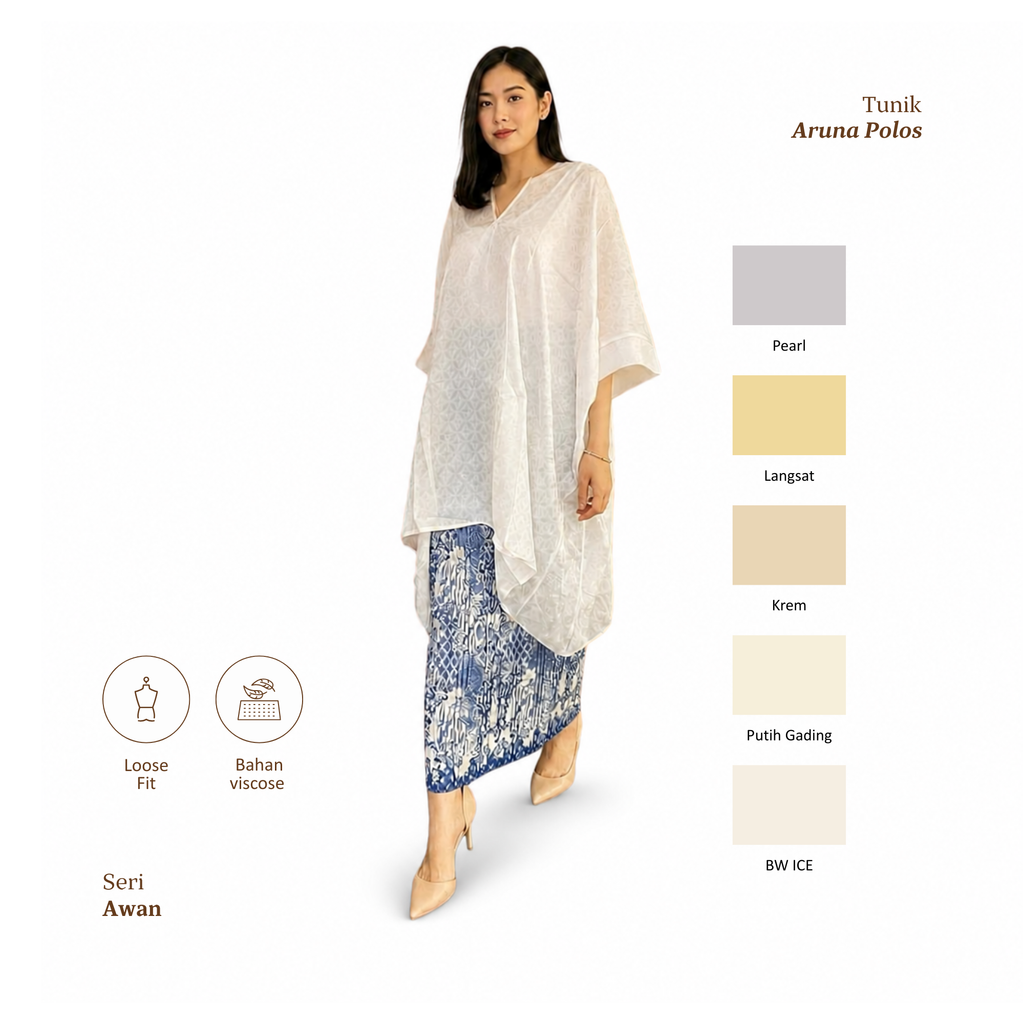Tunik Aruna Polos-Seri Awan [Hanya Atasan]