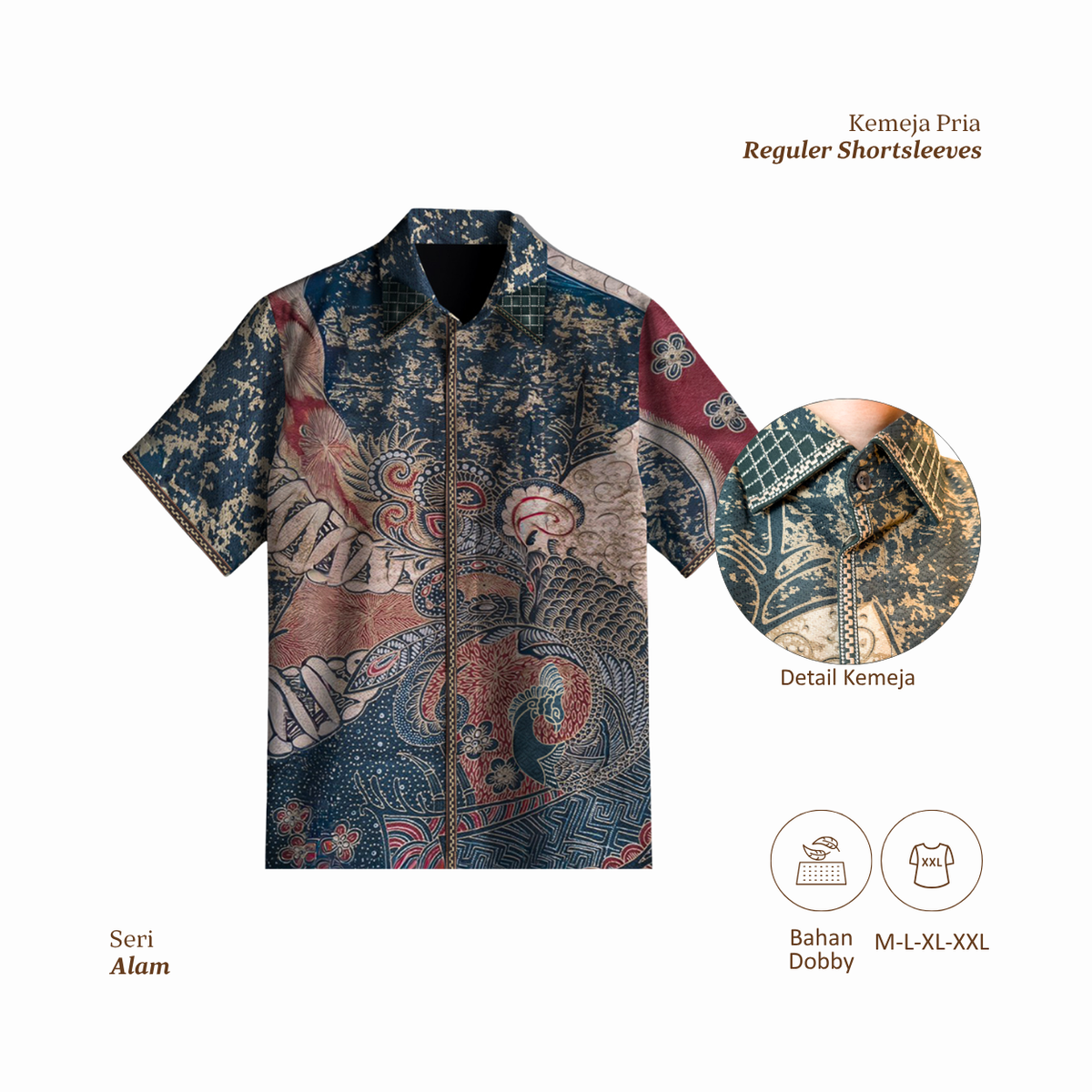Men's Batik Shirt Short Sleeve Premium-Regular Fit-Nature Series