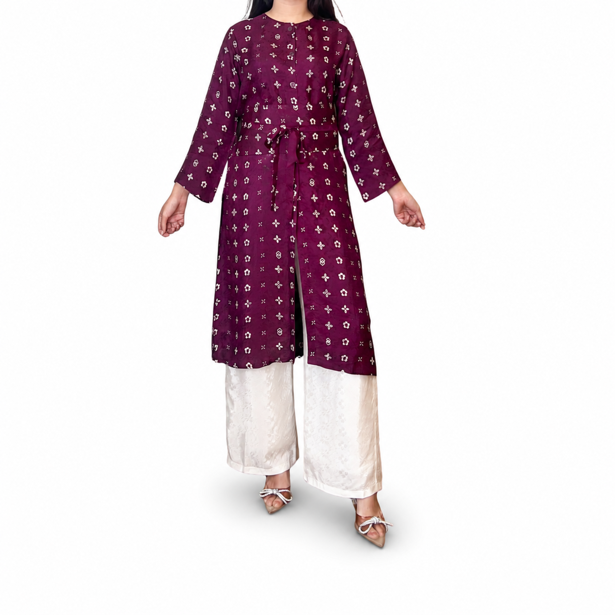 Tunik Selly Long Sleeve-Seri Bunga Pencar [HANYA TUNIK]