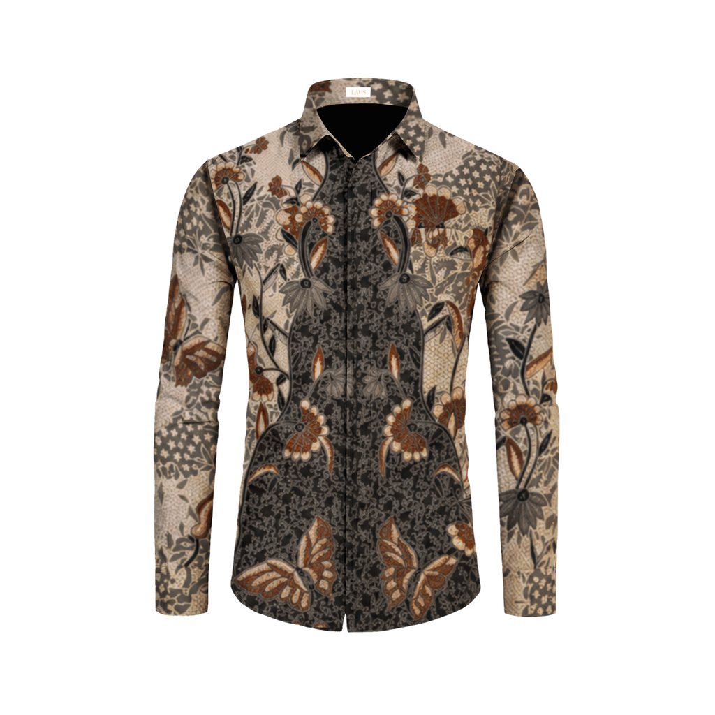 Kemeja Batik Pria Long Sleeve-Slim Fit-Seri Butterfly