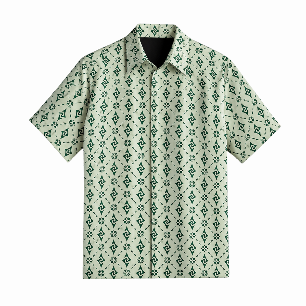 Men's Short Sleeve Batik Shirt - Regular Fit - Geometric Pattern