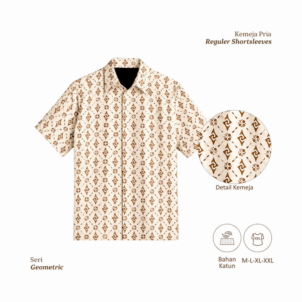 Kemeja Batik Pria Short Sleeve-Regular Fit-Motif Geometric