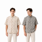 Kemeja Batik Pria Short Sleeve-Regular Fit-Motif Geometric