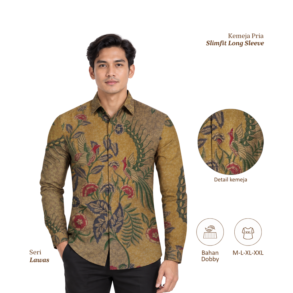 Kemeja Batik Pria-Slim Fit-Seri Lawas Encim