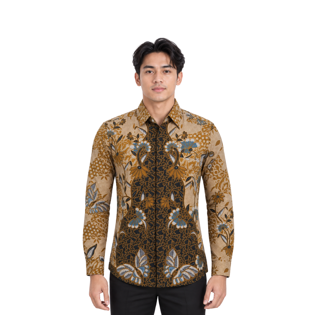 Kemeja Batik Pria Long Sleeve-Slim Fit-Seri Butterfly