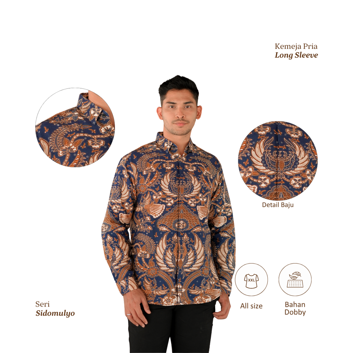 Kemeja Batik Pria-Long Sleeve-Slim Fit-Seri Sidomulyo