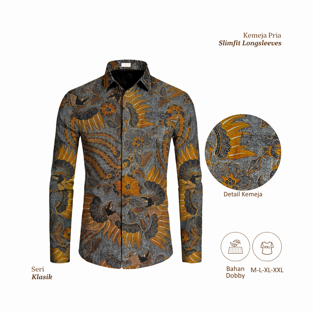 Kemeja Batik Pria Long Sleeve-Slim Fit-Seri Klasik