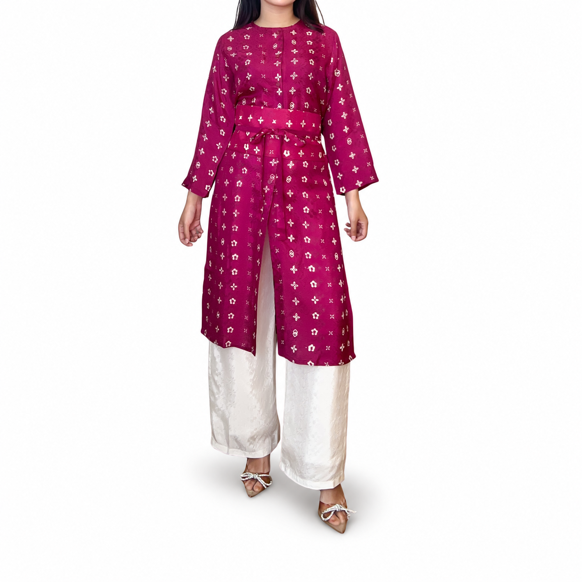 Tunik Selly Long Sleeve-Seri Bunga Pencar [HANYA TUNIK]