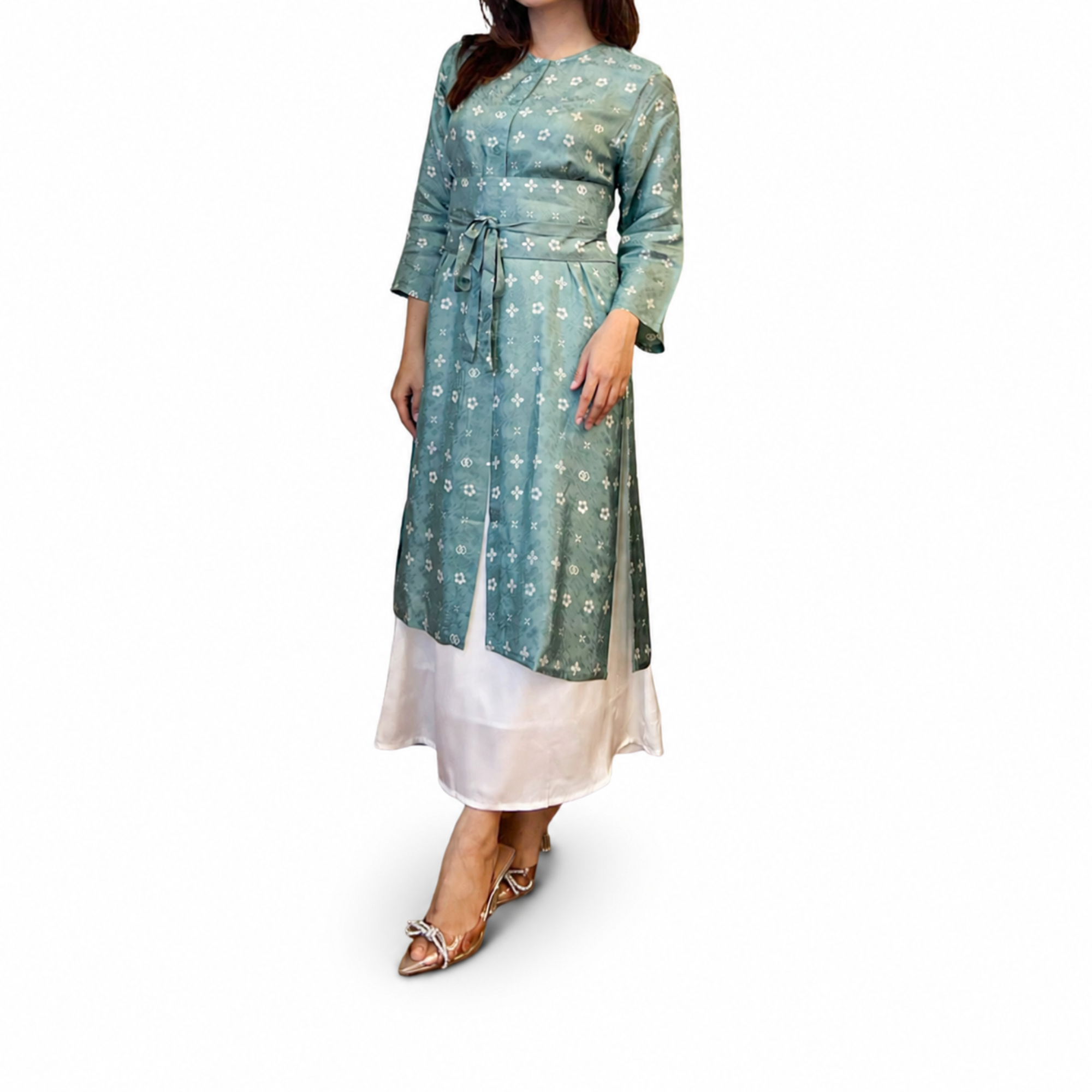 Tunik Selly Long Sleeve-Seri Bunga Pencar [HANYA TUNIK]