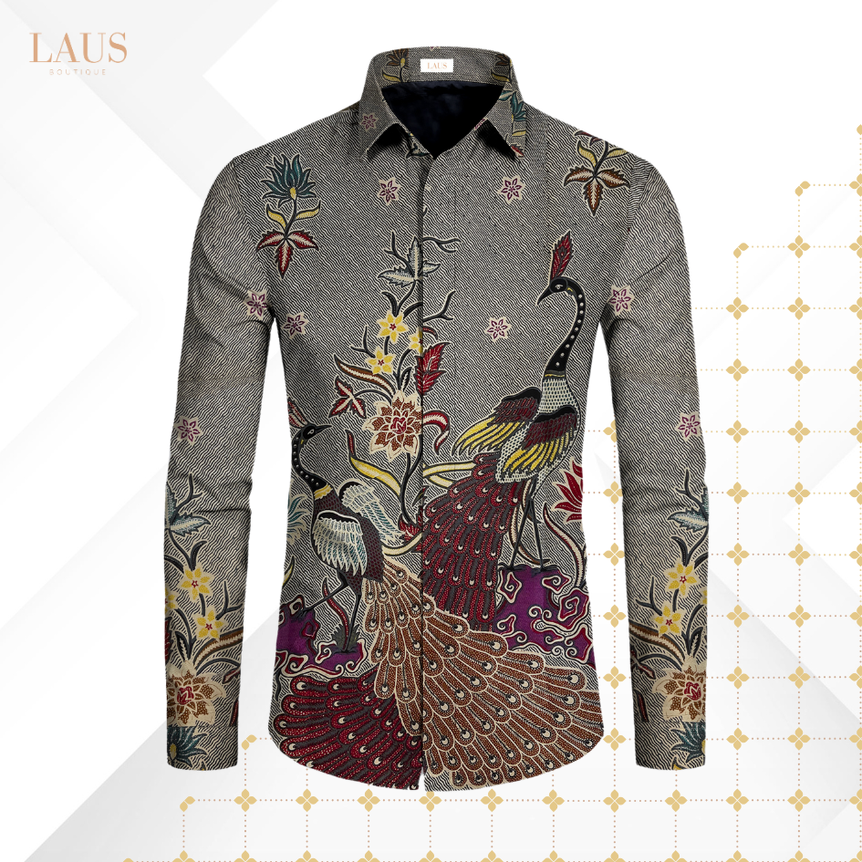 Men's Batik Shirt Long Sleeve-Slim Fit-Pavo Series