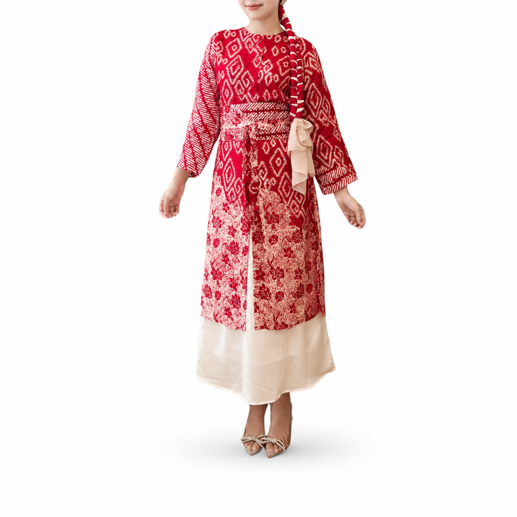 Tunik Selly Long Sleeve-Seri Merah Putih [HANYA TUNIK]