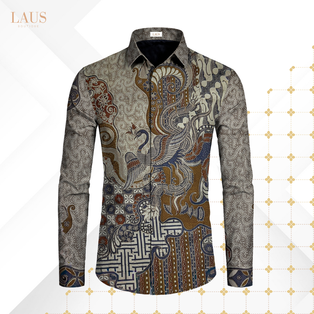 Kemeja Batik Pria Long Sleeve-Slim Fit-Seri Swan