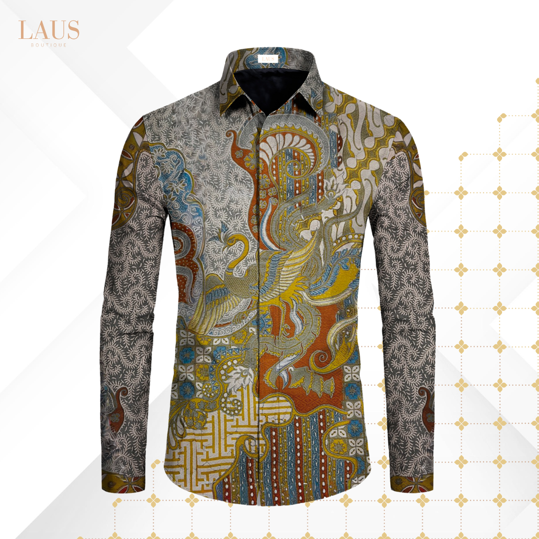 Men's Batik Shirt Long Sleeve-Slim Fit-Swan Series