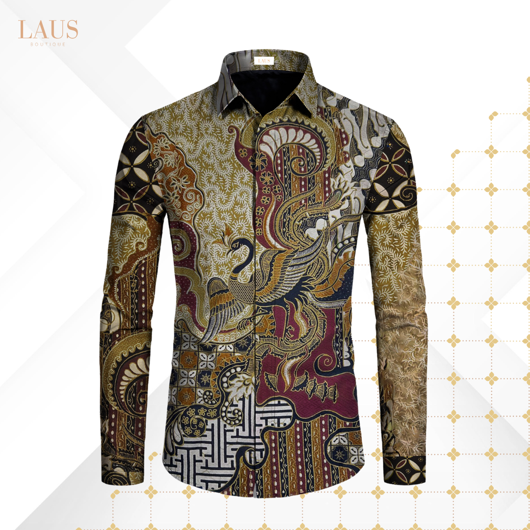 Men's Batik Shirt Long Sleeve-Slim Fit-Swan Series
