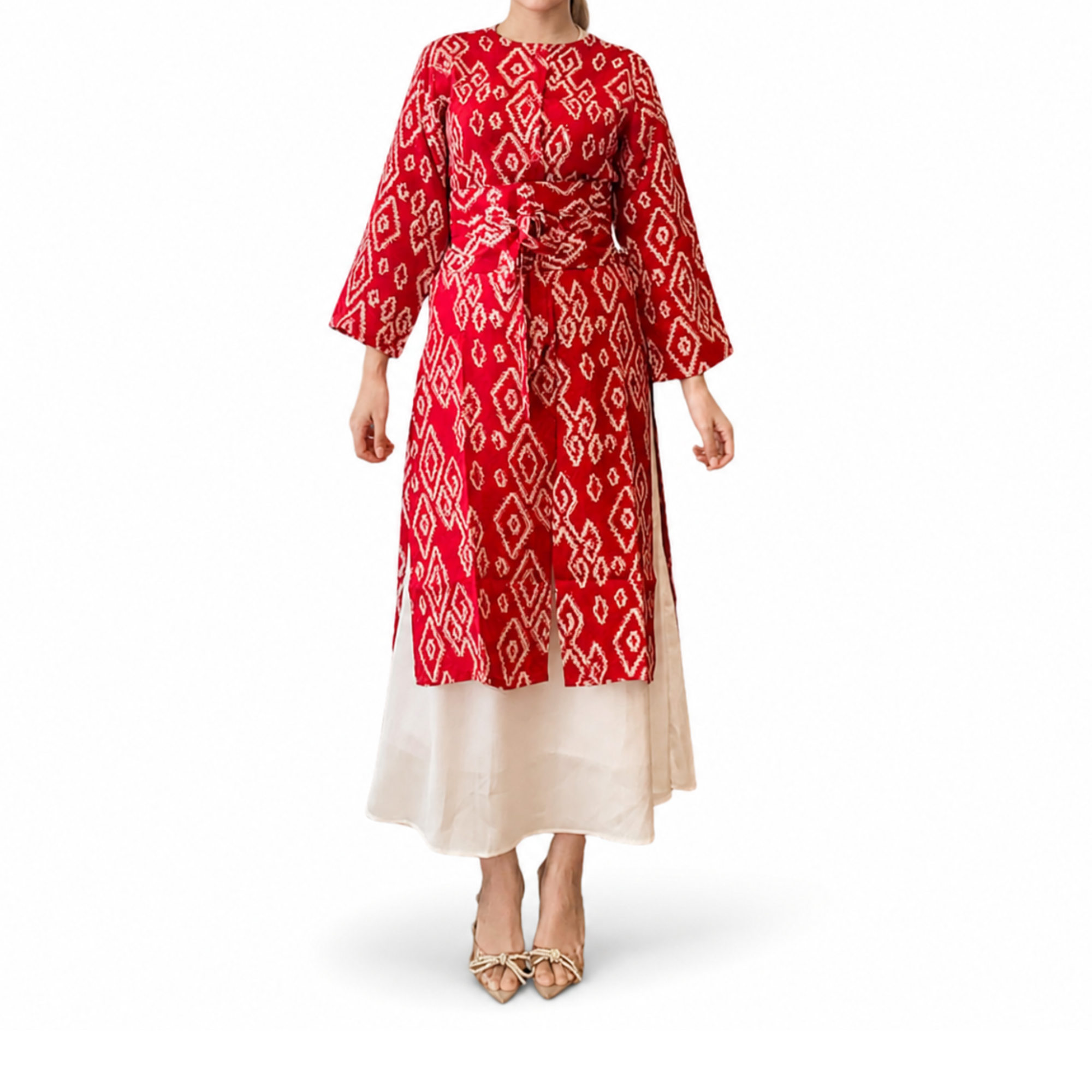 Tunik Selly Long Sleeve-Seri Merah Putih [HANYA TUNIK]