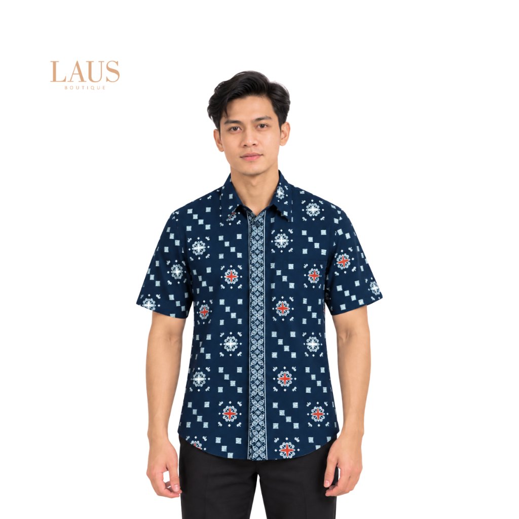 Lausboutique-Kemeja Batik Pria Short Sleeve-Regular Fit-Motif Adikara