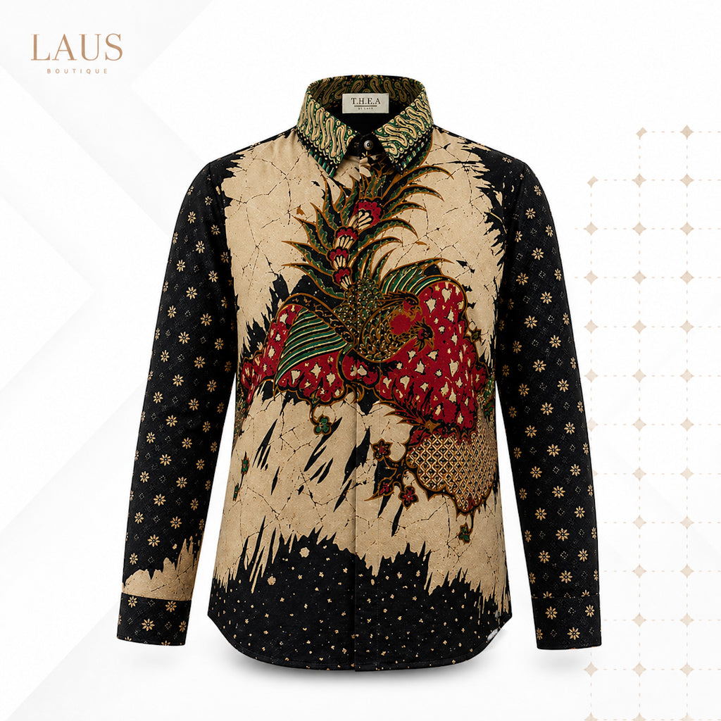 Men's Batik Shirt Long Sleeve-Slim Fit-Peacock Series